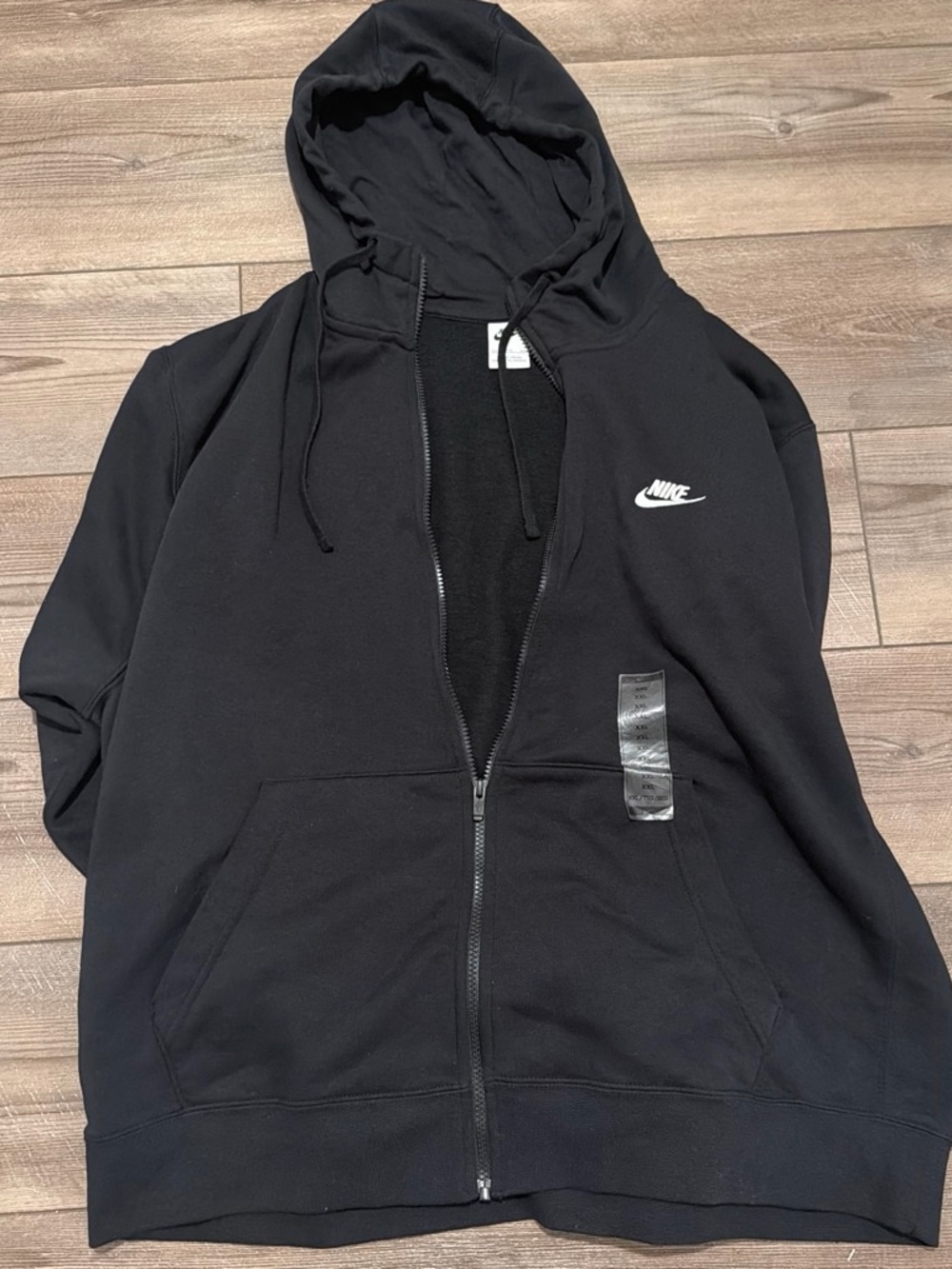 Nike Black Full-Zip Hooded Sweatshirt with White Logo